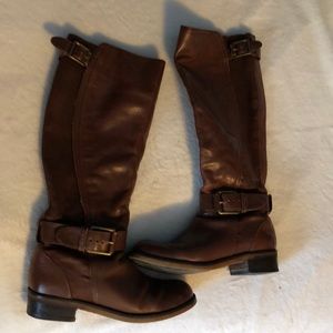 Medium brown knee high boots